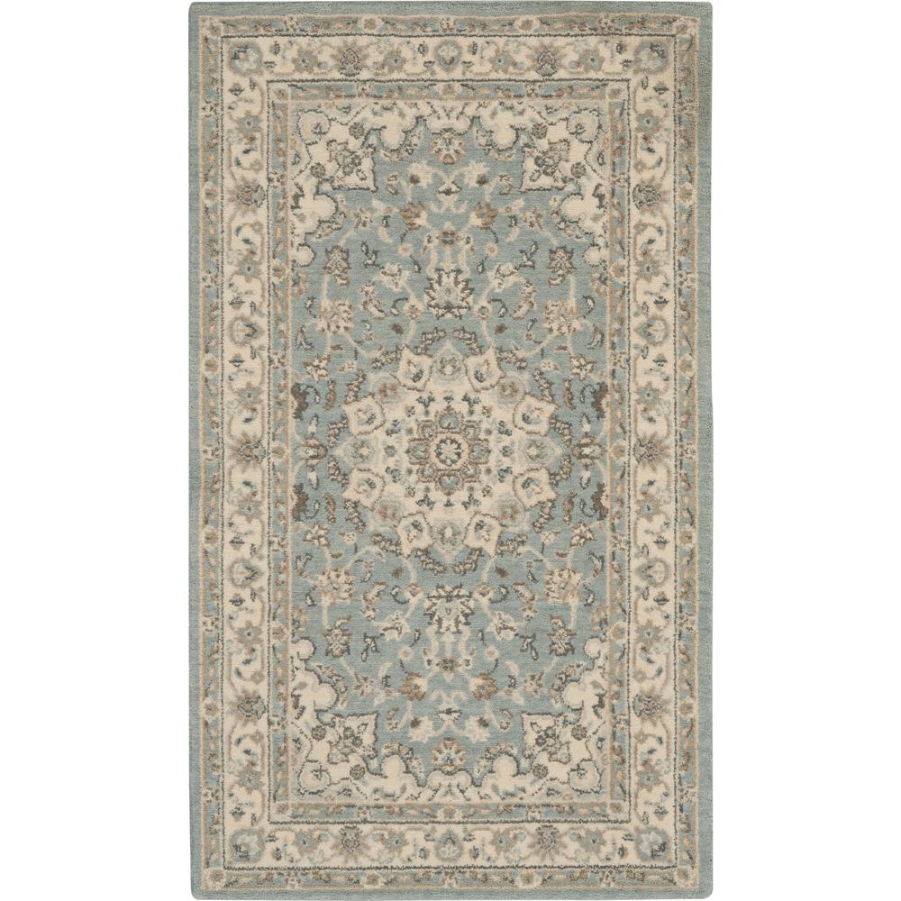 Nourison Living Treasures Area Rug, 2'6" x 4'3", Aqua/Ivory. Picture 1