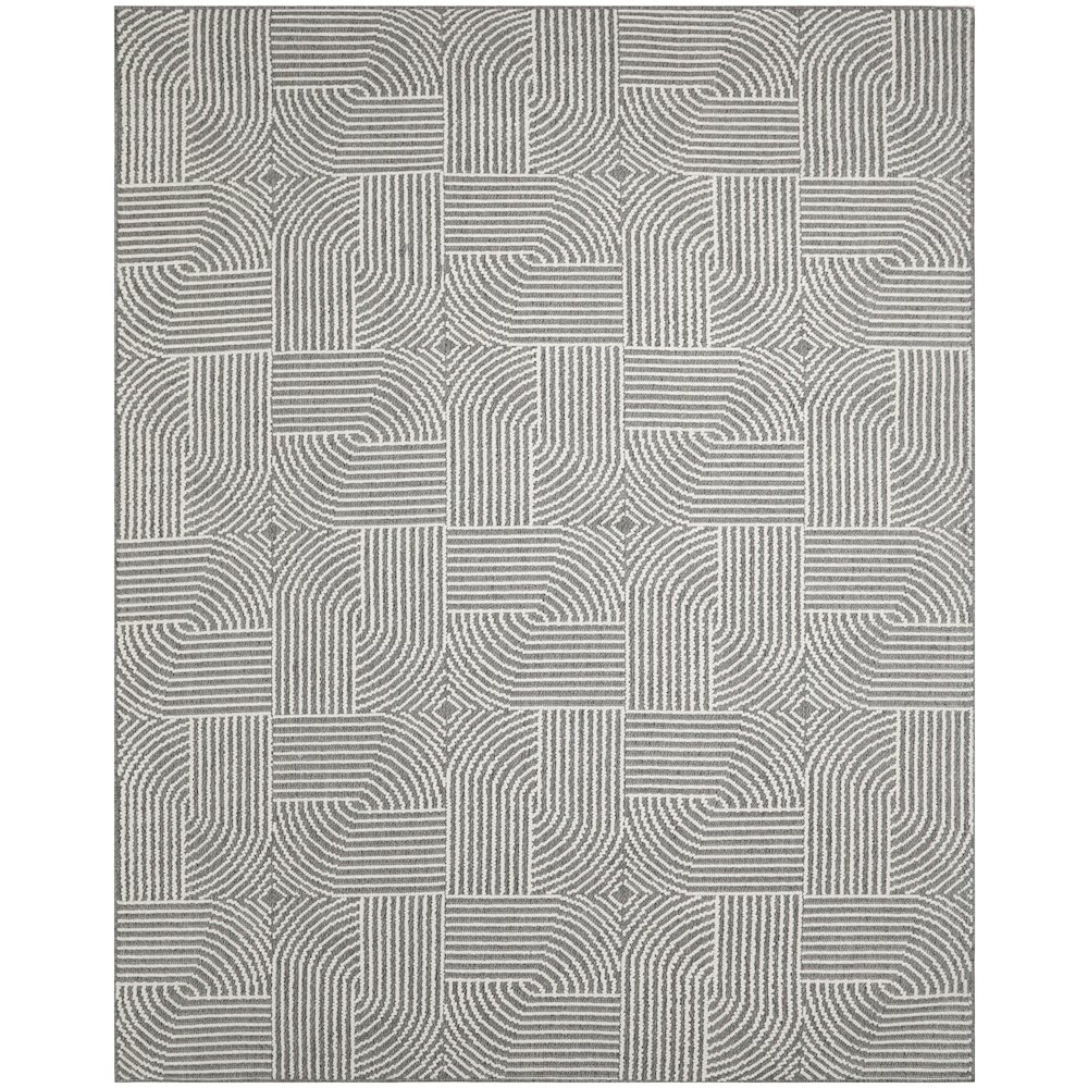 Textured Home 7'10" x 9'10" Charcoal Ivory Modern Indoor Rug. Picture 1