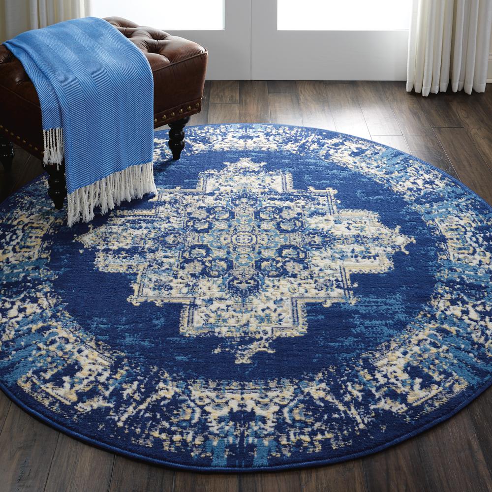 GRF14 Grafix Navy Blue Area Rug- 4' Round. Picture 2