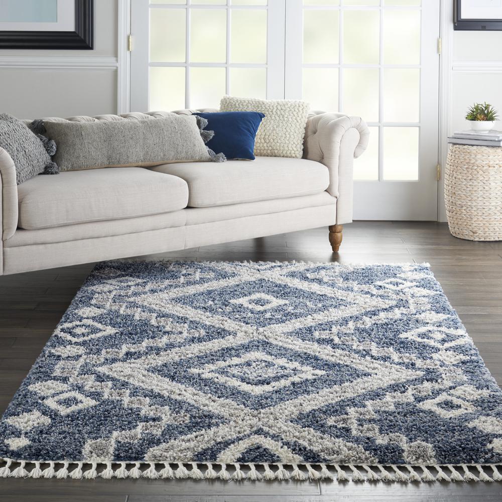 Scandinavian Shag Area Rug, Denim Blue, 4' x 6'. Picture 4