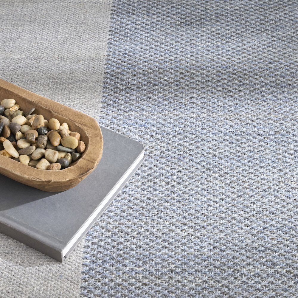 Copenhagen 8' x 10' Flatwoven Wool Ivory Blue Mid-Century Modern Indoor Rug. Picture 8