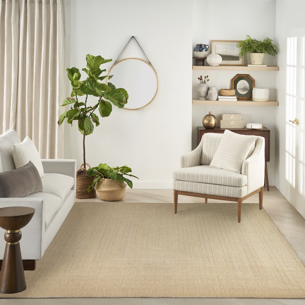 Tulum 9' x 12' Taupe Ivory Outdoor Rug. Picture 10