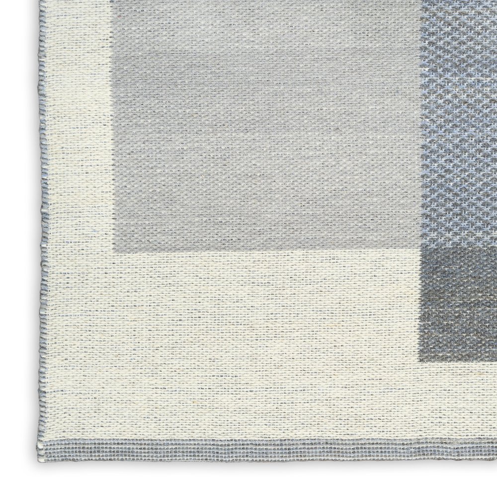 Copenhagen 8' x 10' Flatwoven Wool Ivory Blue Mid-Century Modern Indoor Rug. Picture 5
