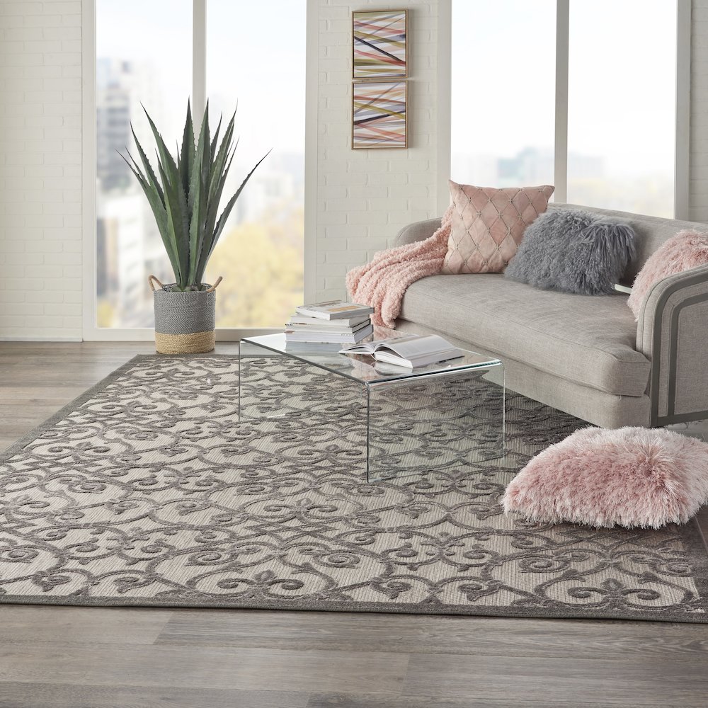 ALH21 Aloha Grey/Charcoal Area Rug- 7'10" x 10'6". Picture 10