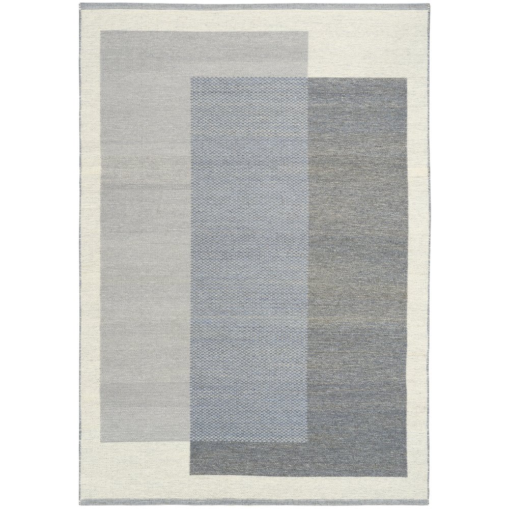 Copenhagen 8' x 10' Flatwoven Wool Ivory Blue Mid-Century Modern Indoor Rug. Picture 1