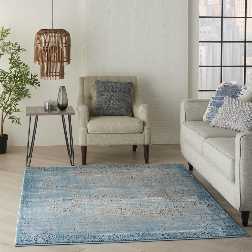 Karma Area Rug, Blue, 5'3" x 7'4". Picture 9
