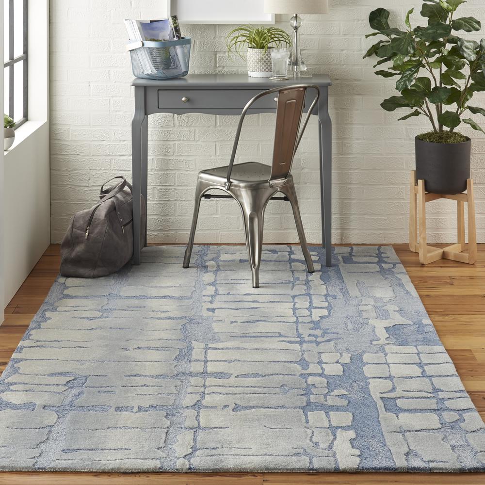Symmetry Area Rug, Blue/Grey, 5'3" X 7'9". Picture 2