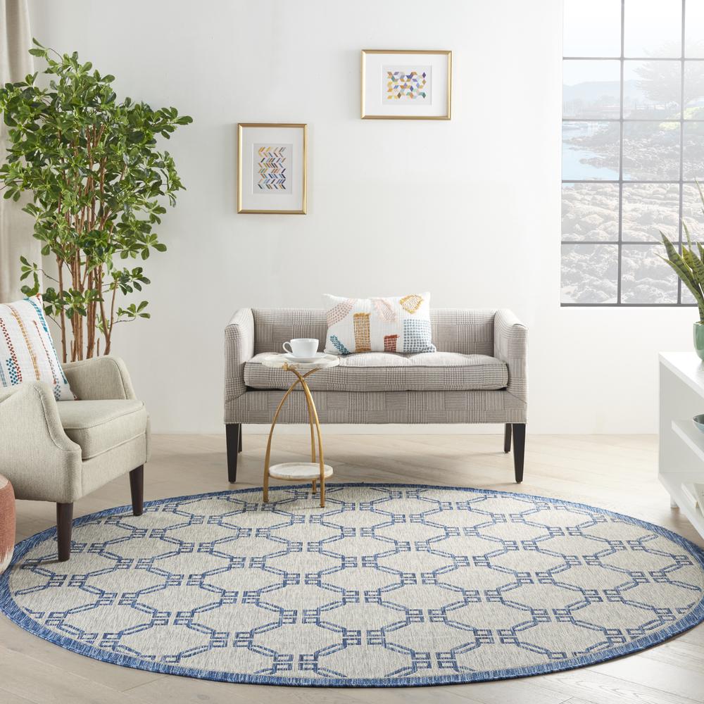 GRD02 Garden Party Ivory Blue Area Rug- 7'10" x round. Picture 9