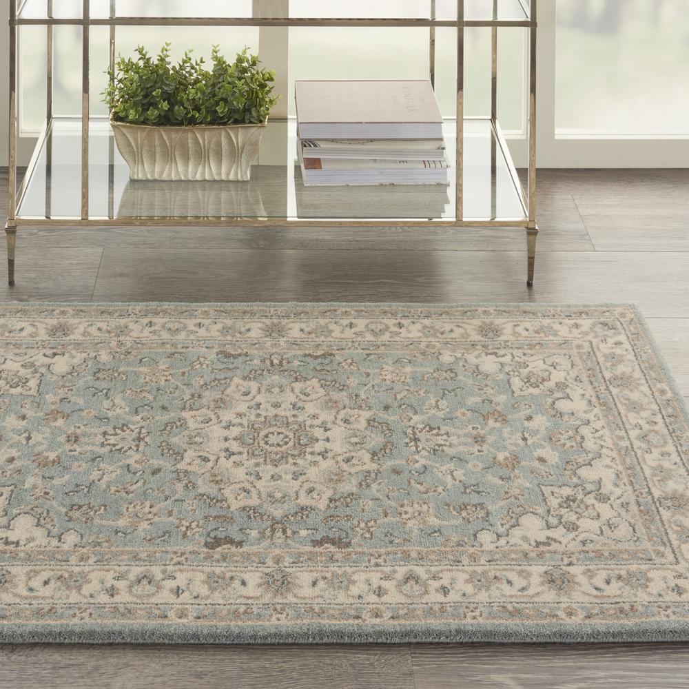 Nourison Living Treasures Area Rug, 2'6" x 4'3", Aqua/Ivory. Picture 2