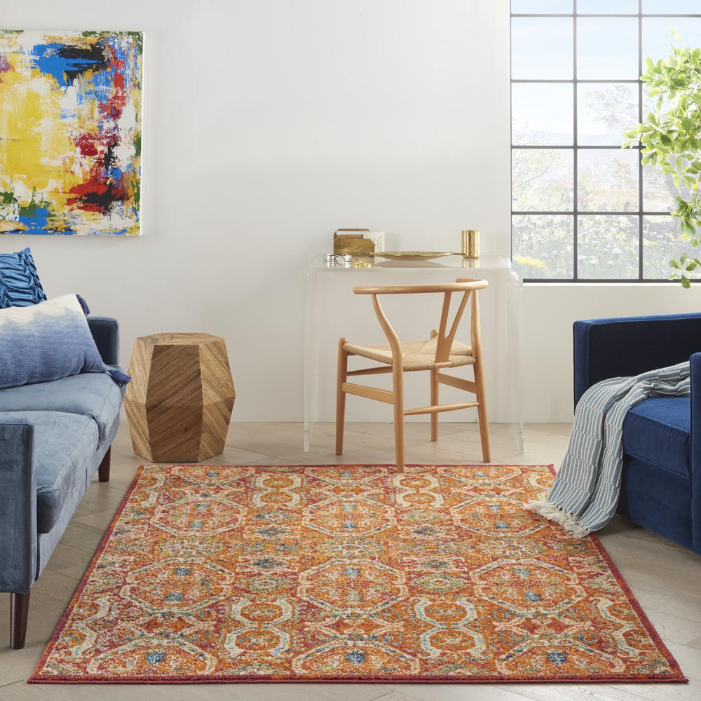 ALR05 Allur Red Multicolor Area Rug- 5'3" x 7'3". Picture 9