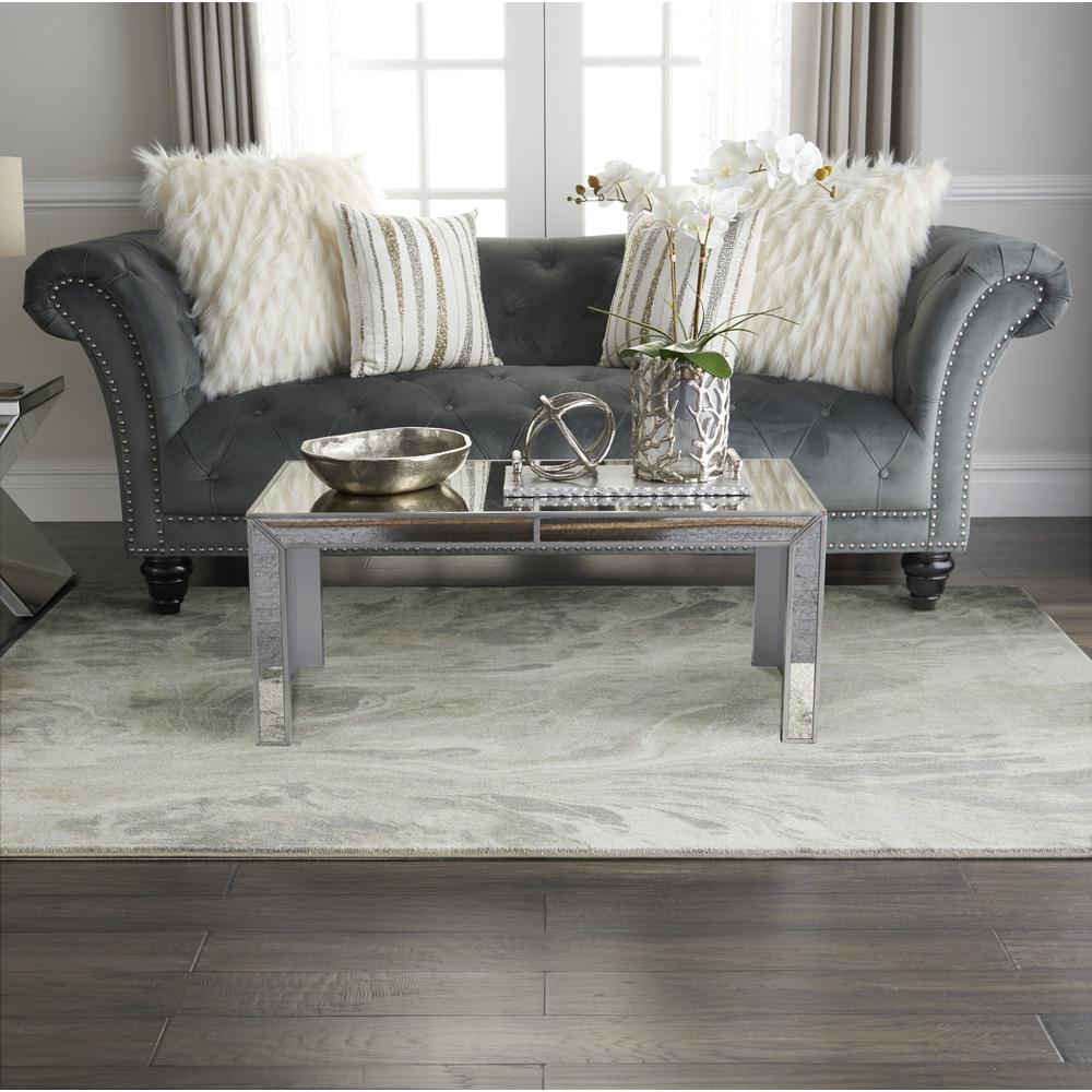Nourison Home Elegance FAR01 Grey and White 5'x7' Contemporary Area Rug. Picture 2