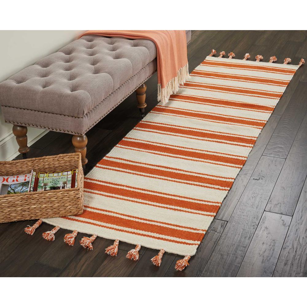 Solano Area Rug, Ivory/Orange, 2'3" x 8'. Picture 2