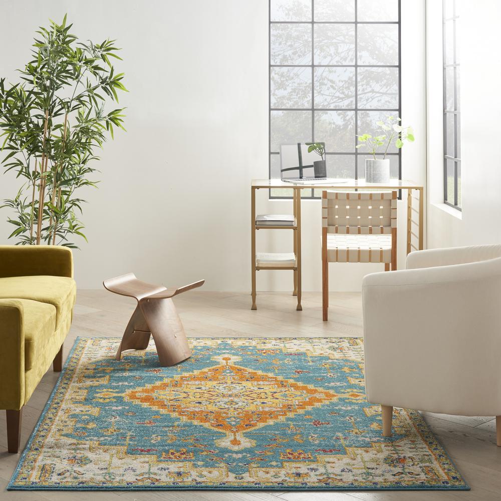 ALR01 Allur Turquoise Ivory Area Rug- 5'3" x 7'3". Picture 9