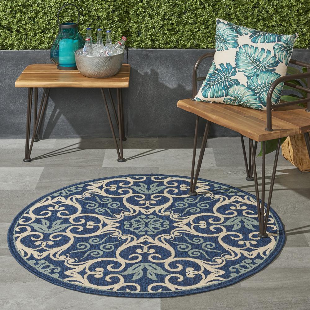 Caribbean Area Rug, Navy, 4' x ROUND. Picture 8