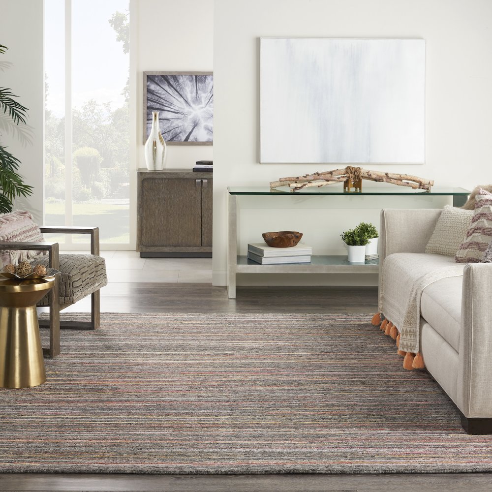 Nourison Plateau Area Rug, Grey/Flame, 7'9" x SQUARE, PAE01. Picture 2