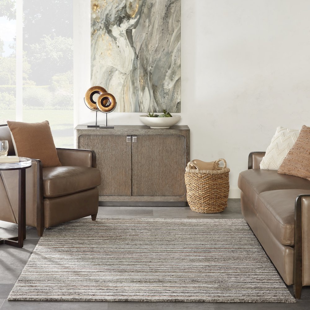 Nourison Plateau Area Rug, Grey/Green, 5'3" x 7'3", PAE01. Picture 9