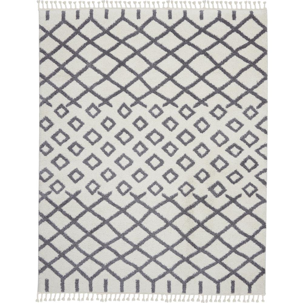 Moroccan Shag Area Rug, White, 7'10" x 10'6". Picture 1