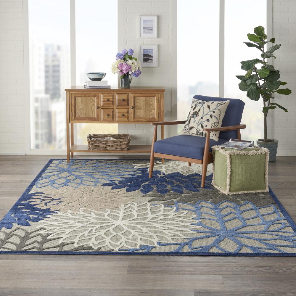 Nourison Aloha Indoor/Outdoor Area Rug, 7' x 10', Blue/Multicolor. Picture 2