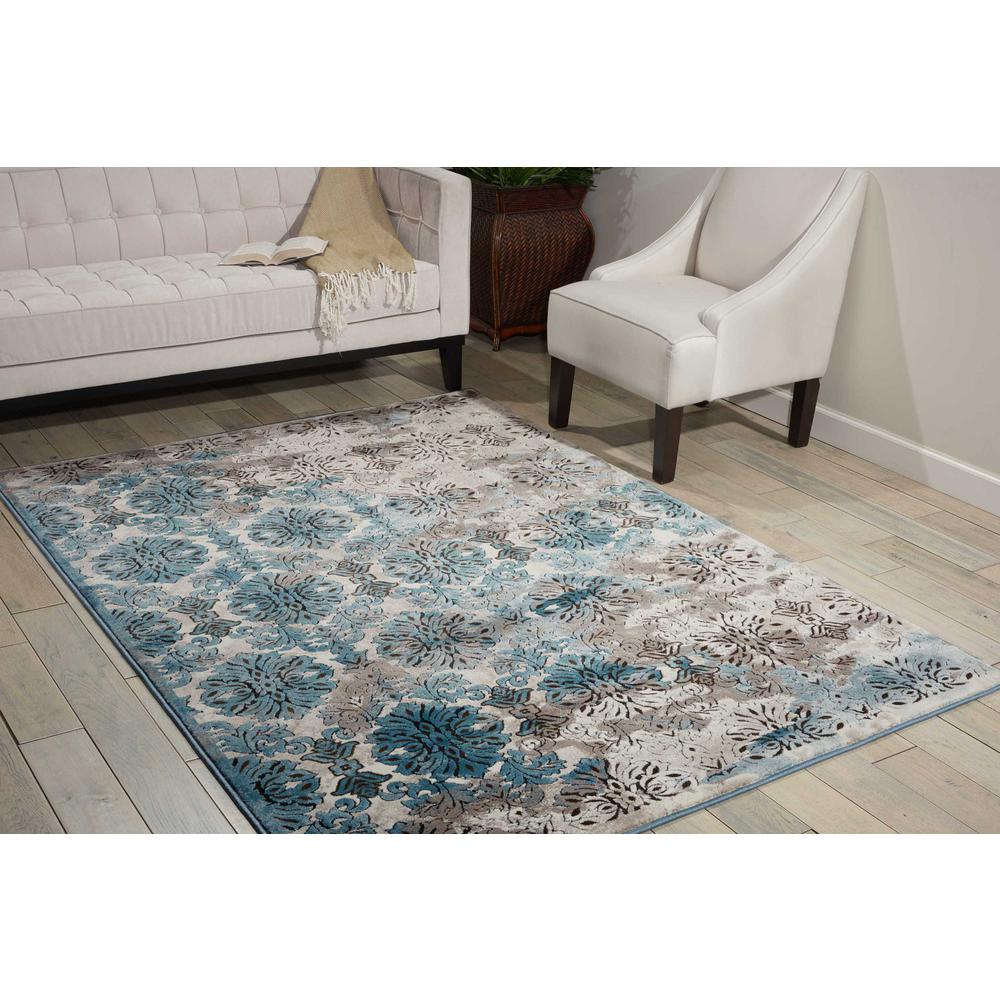 Karma Area Rug, Ivory/Blue, 3'9" x 5'9". Picture 2