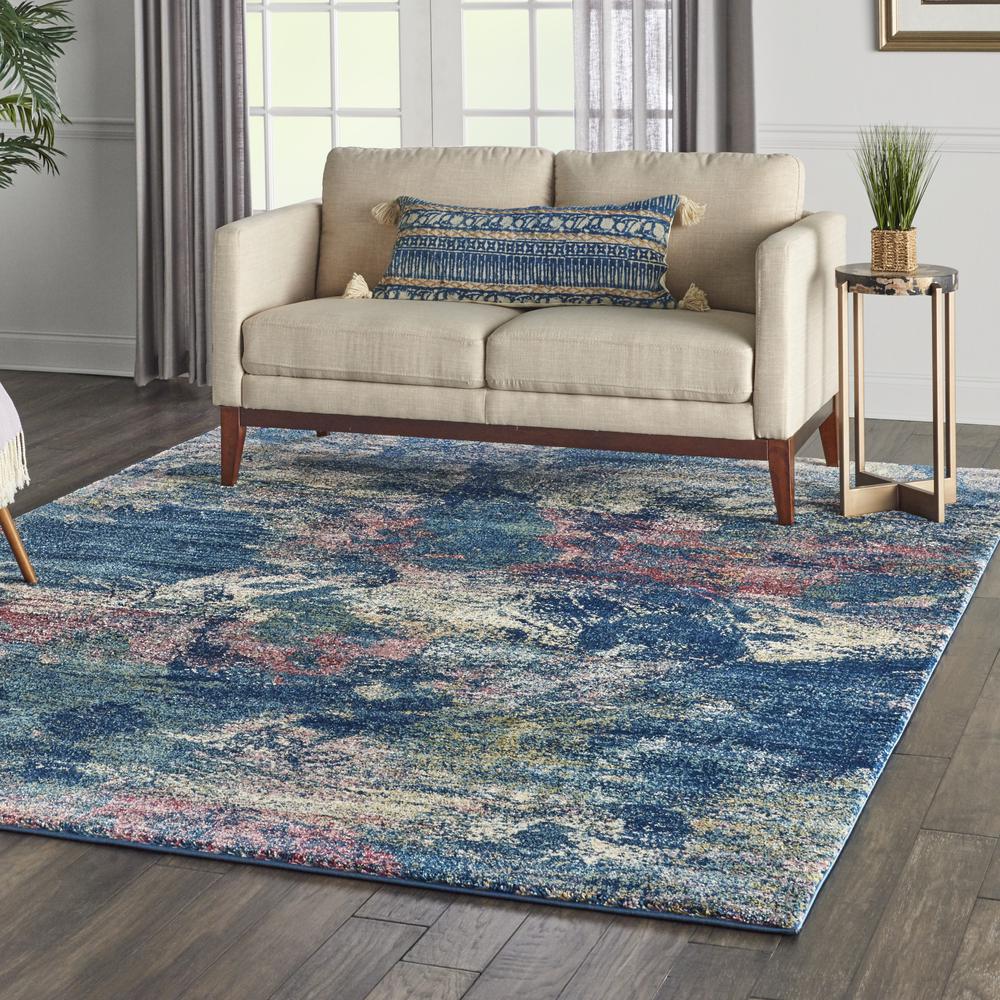 Fusion Area Rug, Blue Multicolor, 7'10" x 10'6". Picture 6
