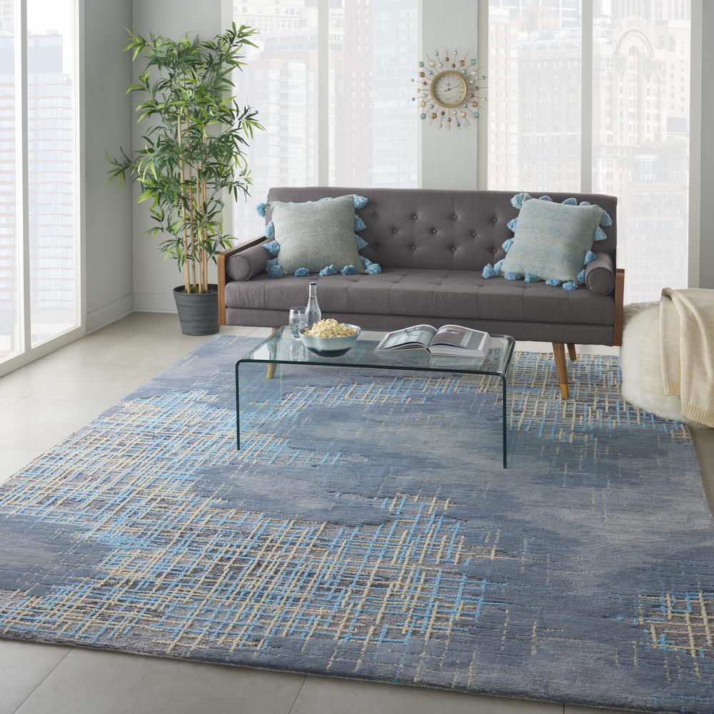 Symmetry Area Rug, Blue/Beige, 8'6" X 11'6". Picture 9