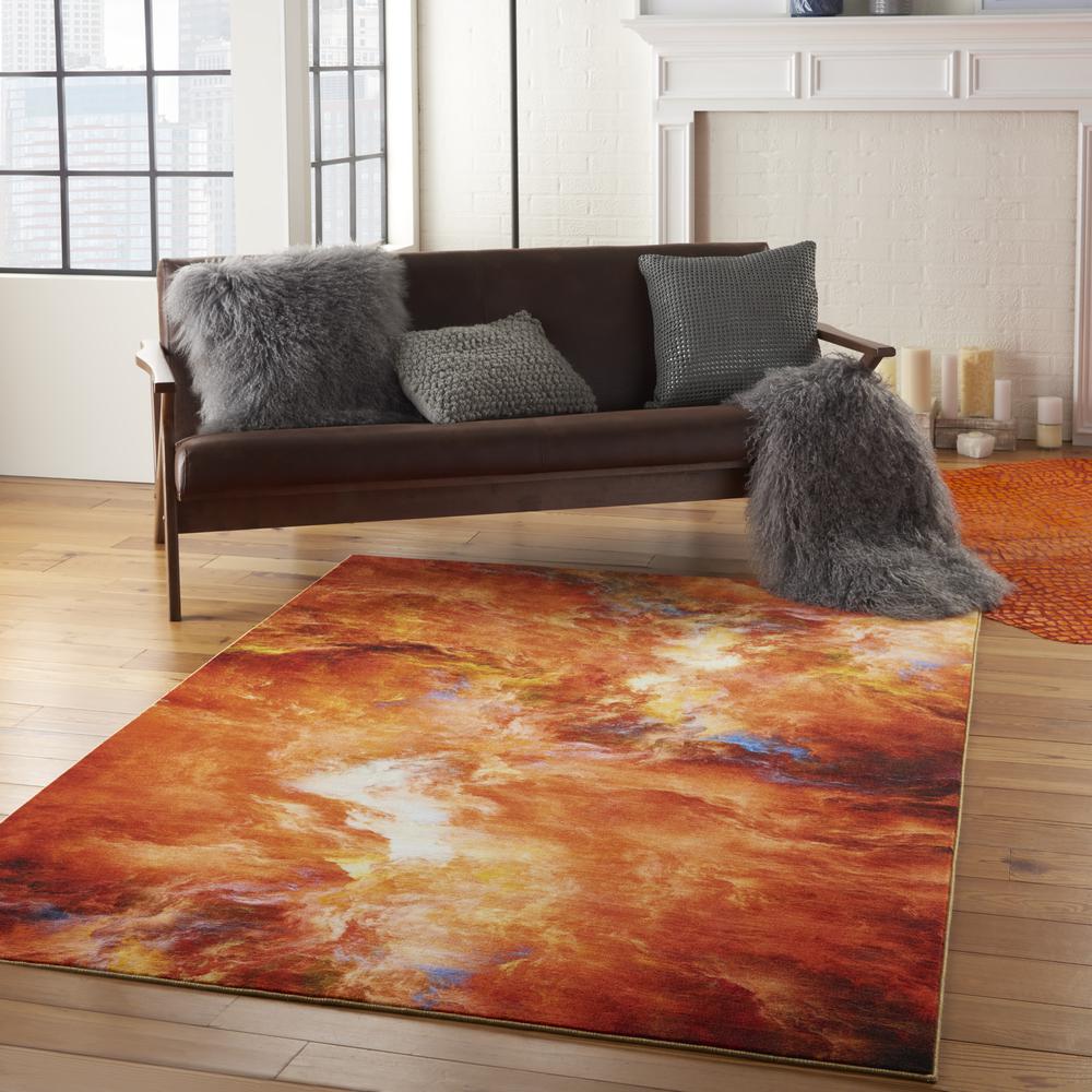 Nourison Le Reve Area Rug, Red Flame, 5'3" x 7'3", LER05. Picture 9