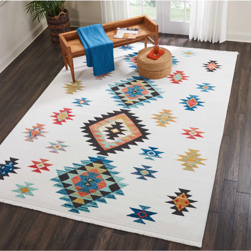 Tribal Decor Area Rug, White, 7'10" x 10'9". Picture 2