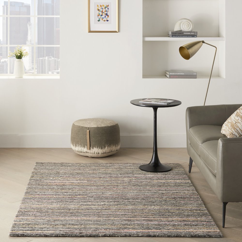 Nourison Plateau Area Rug, Grey/Flame, 5'3" x 7'3", PAE01. Picture 2