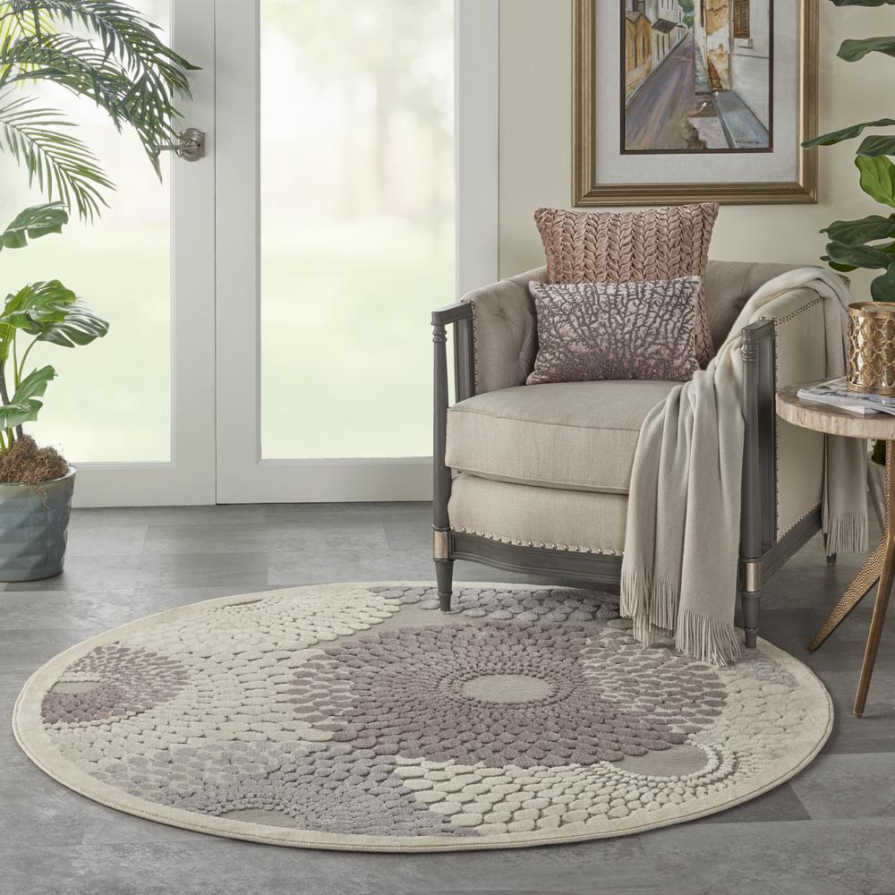 Graphic Illusions Area Rug, Grey, 5'3" x ROUND. Picture 2