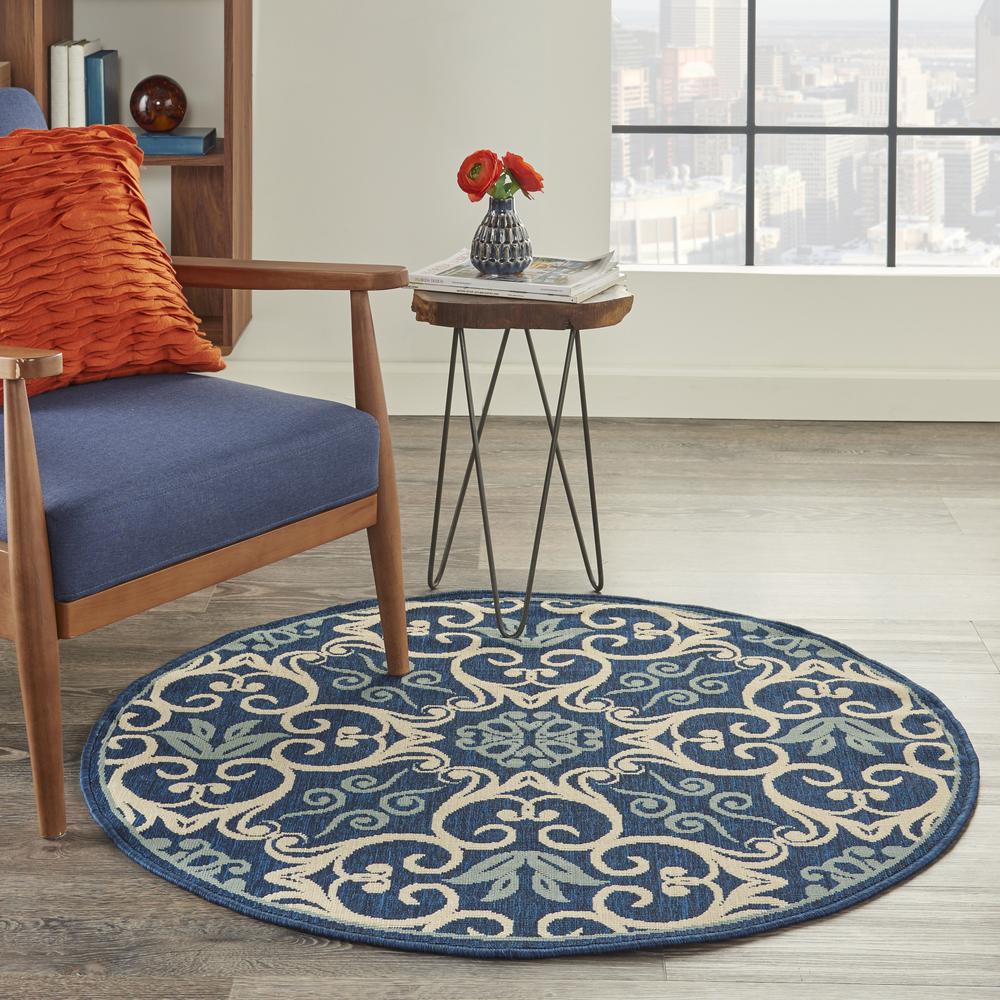 Caribbean Area Rug, Navy, 4' x ROUND. Picture 2