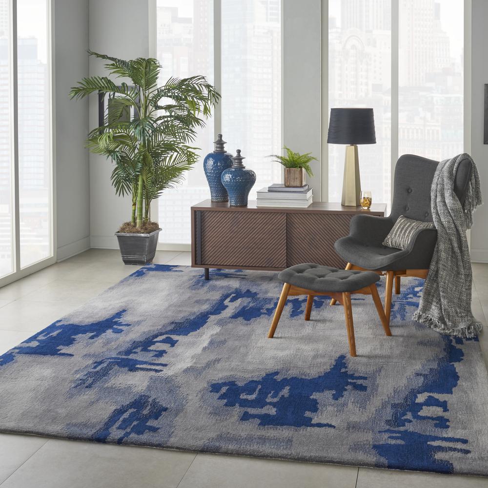 Symmetry Area Rug, Grey/Blue, 8'6" x 11'6". Picture 9