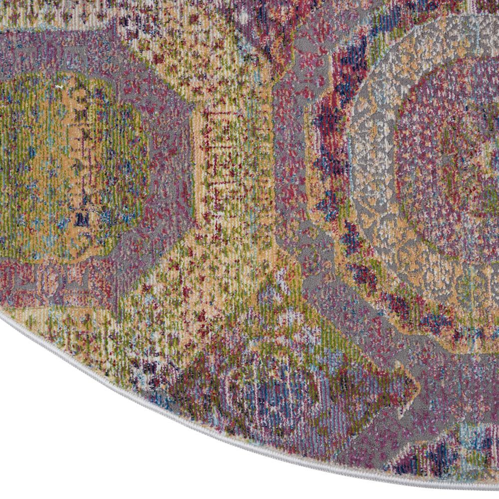 Bohemian Round Area Rug, 4' x Round. Picture 6
