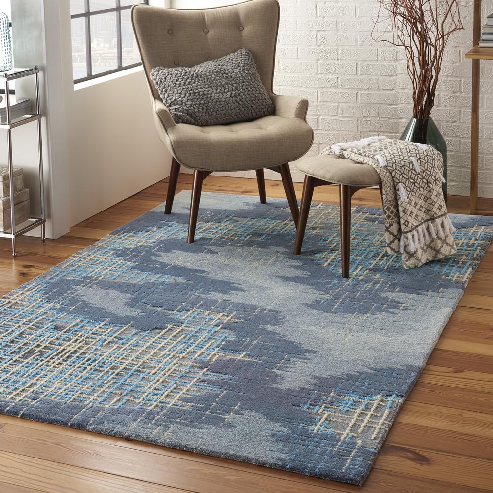 Symmetry Area Rug, Blue/Beige, 3'9" X 5'9". Picture 9