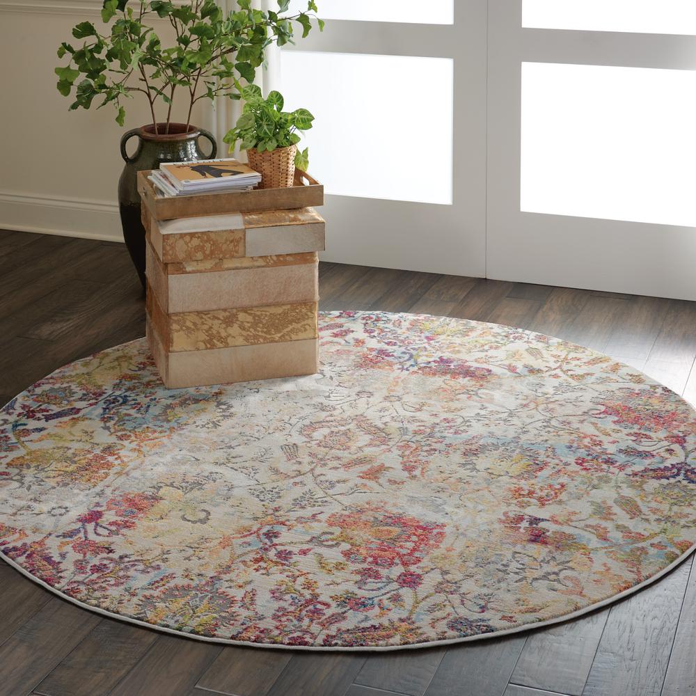 Vintage Round Area Rug, 4' x Round. Picture 9