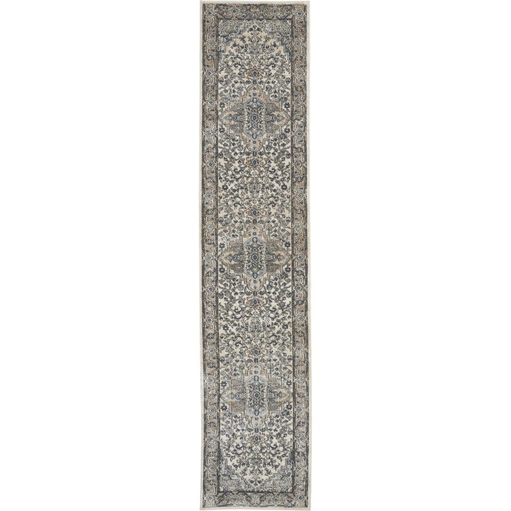 Nourison Quarry 2'2 x 12' Ivory/Grey Area Rug. Picture 1