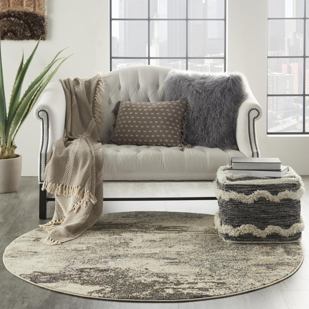 CES02 Celestial Ivory/Grey Area Rug- 7'10" x ROUND. Picture 2