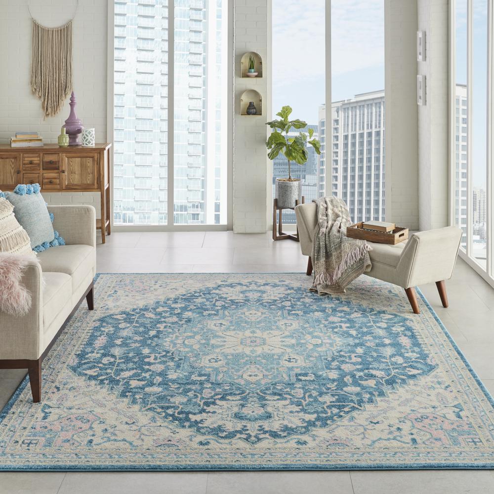 Tranquil Area Rug, Ivory/Turquoise, 8' X 10'. Picture 2