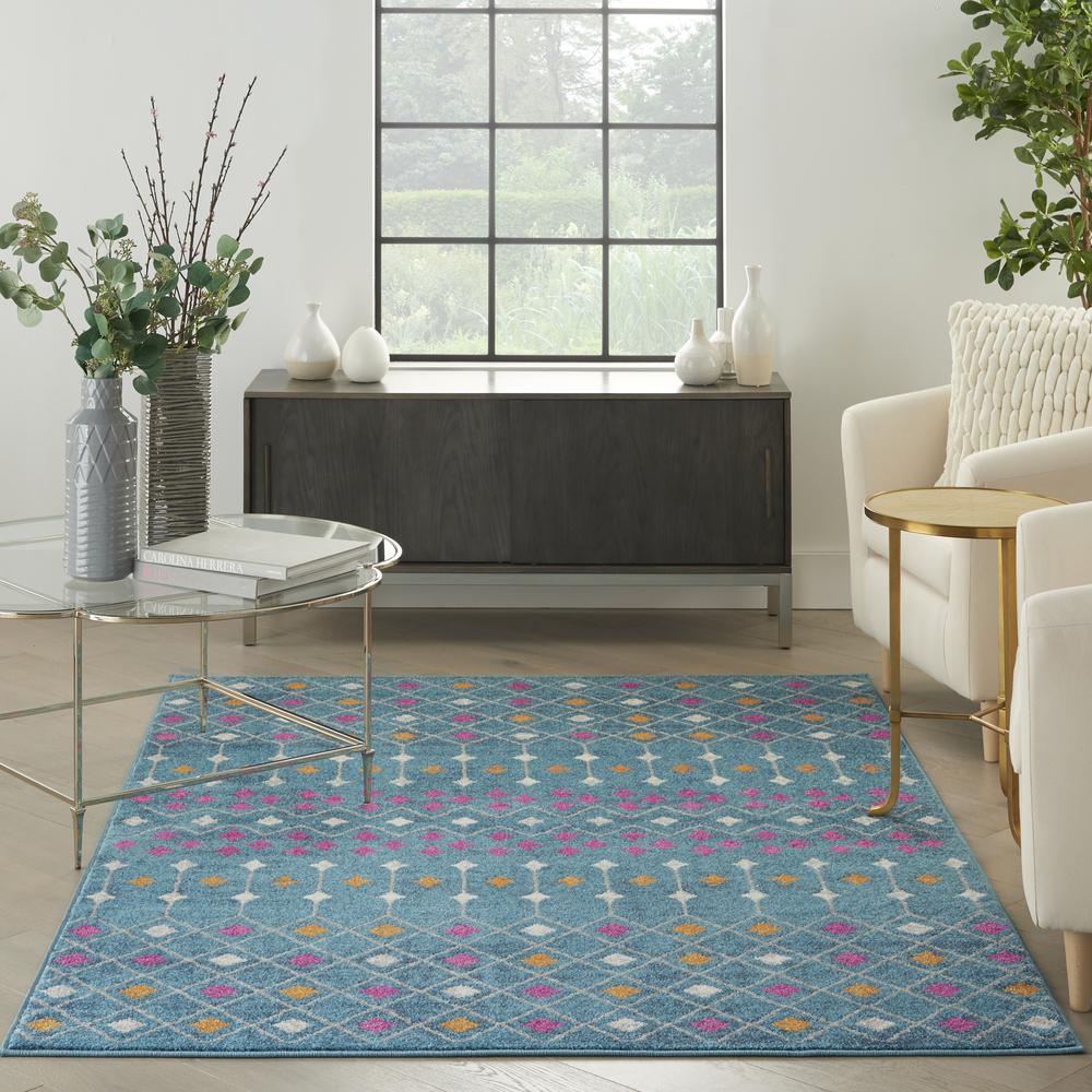 PSN45 Passion Blue/Multicolor Area Rug- 5'3" x 7'3". Picture 9