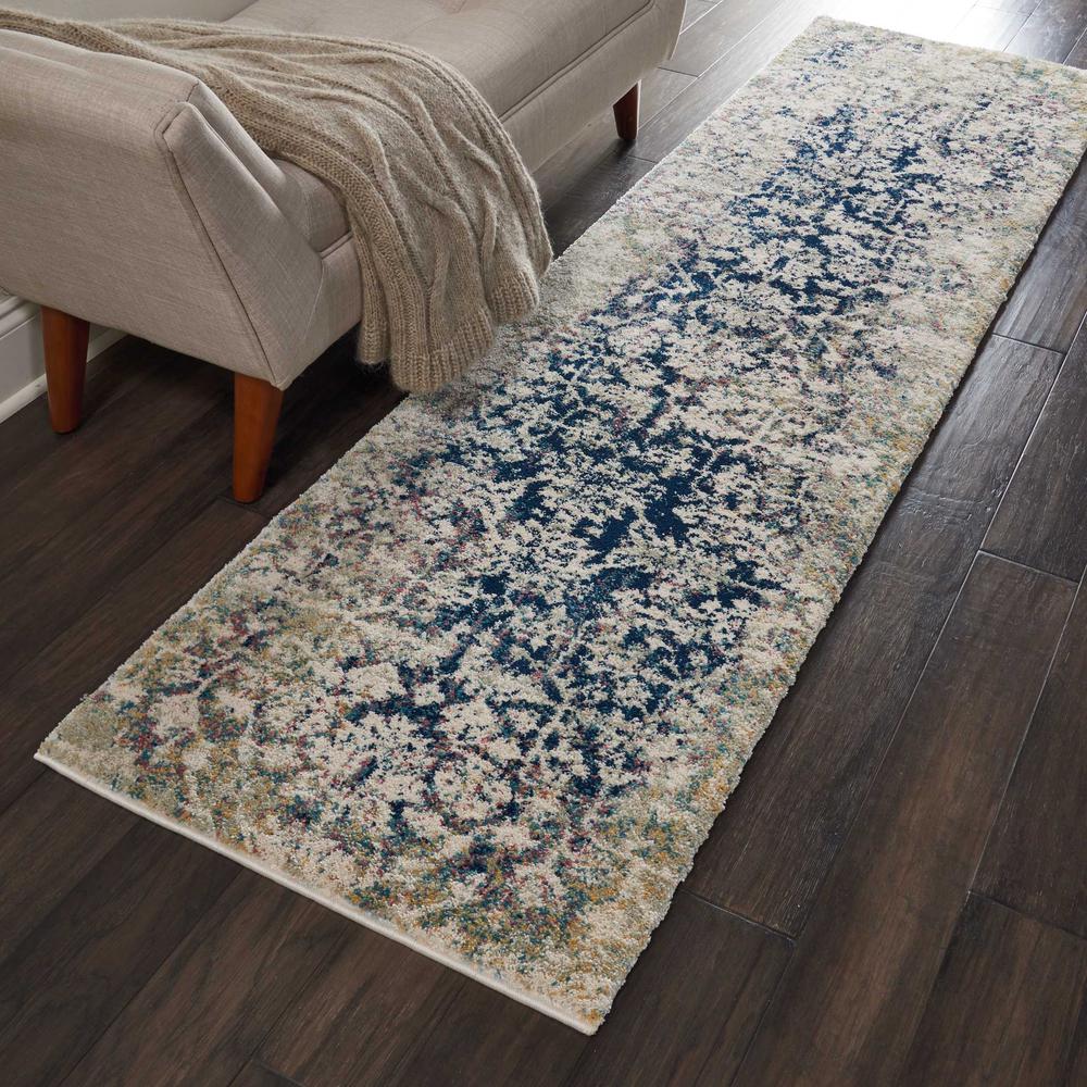 Fusion Area Rug, Cream/Blue, 2'2" x 7'6". Picture 4