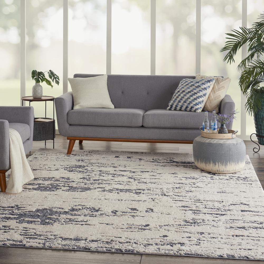 Nourison Textured Contemporary Area Rug, 8'10" x 11'10", Ivory Blue. Picture 9