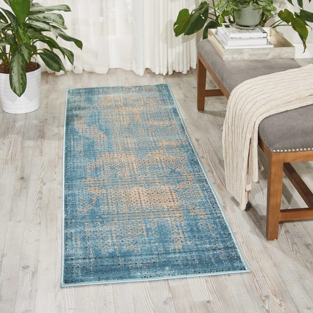 Karma Area Rug, Blue, 2'2" x 7'6". Picture 2