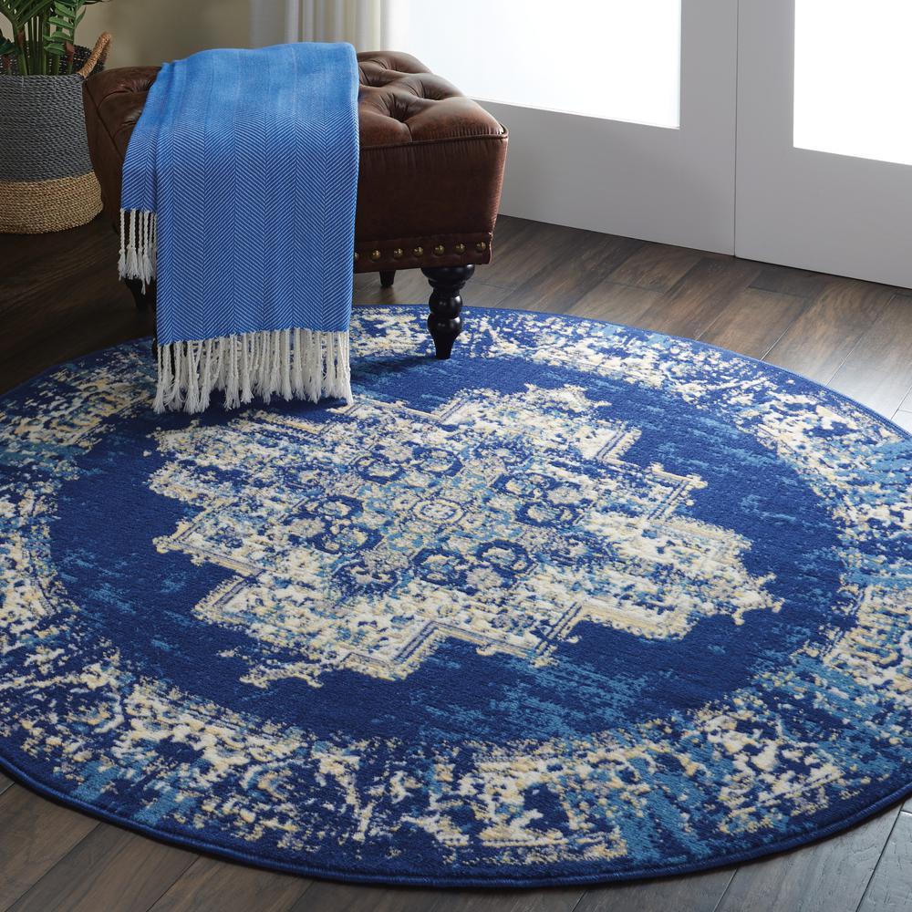 GRF14 Grafix Navy Blue Area Rug- 4' Round. Picture 9