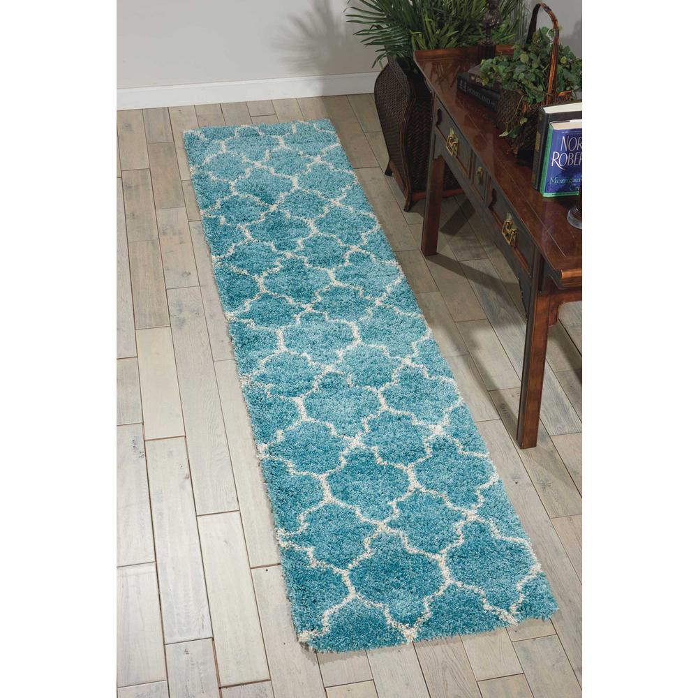Amore Area Rug, Aqua, 2'2" x 10'. Picture 2