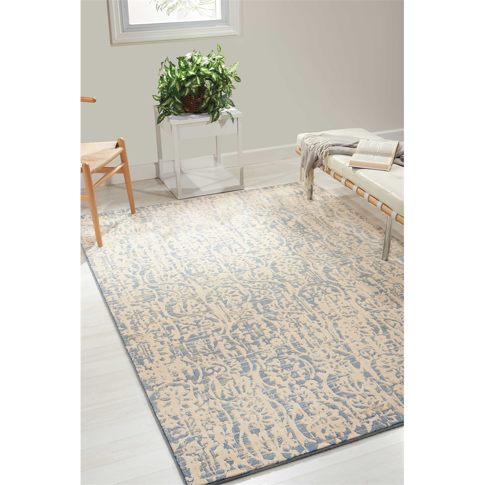 Nourison Nepal Ivory Blue Area Rug. Picture 2
