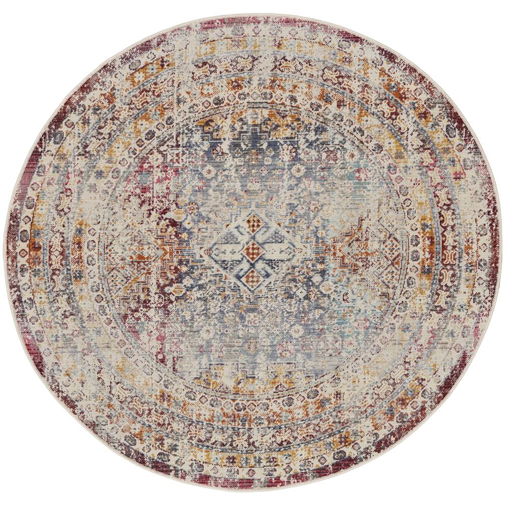 Vintage Round Area Rug, 4' x Round. Picture 1