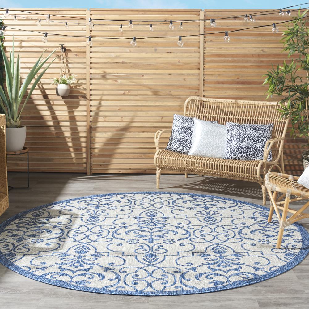 GRD04 Garden Party Ivory Blue Area Rug- 7'10" x round. Picture 10