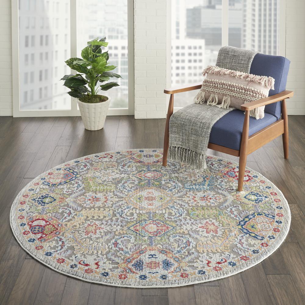 Bohemian Round Area Rug, 4' x Round. Picture 2