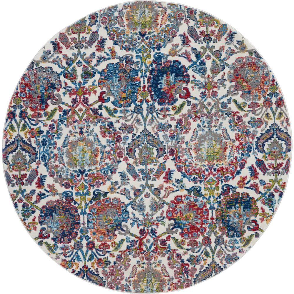 Vintage Round Area Rug, 4' x Round. Picture 1