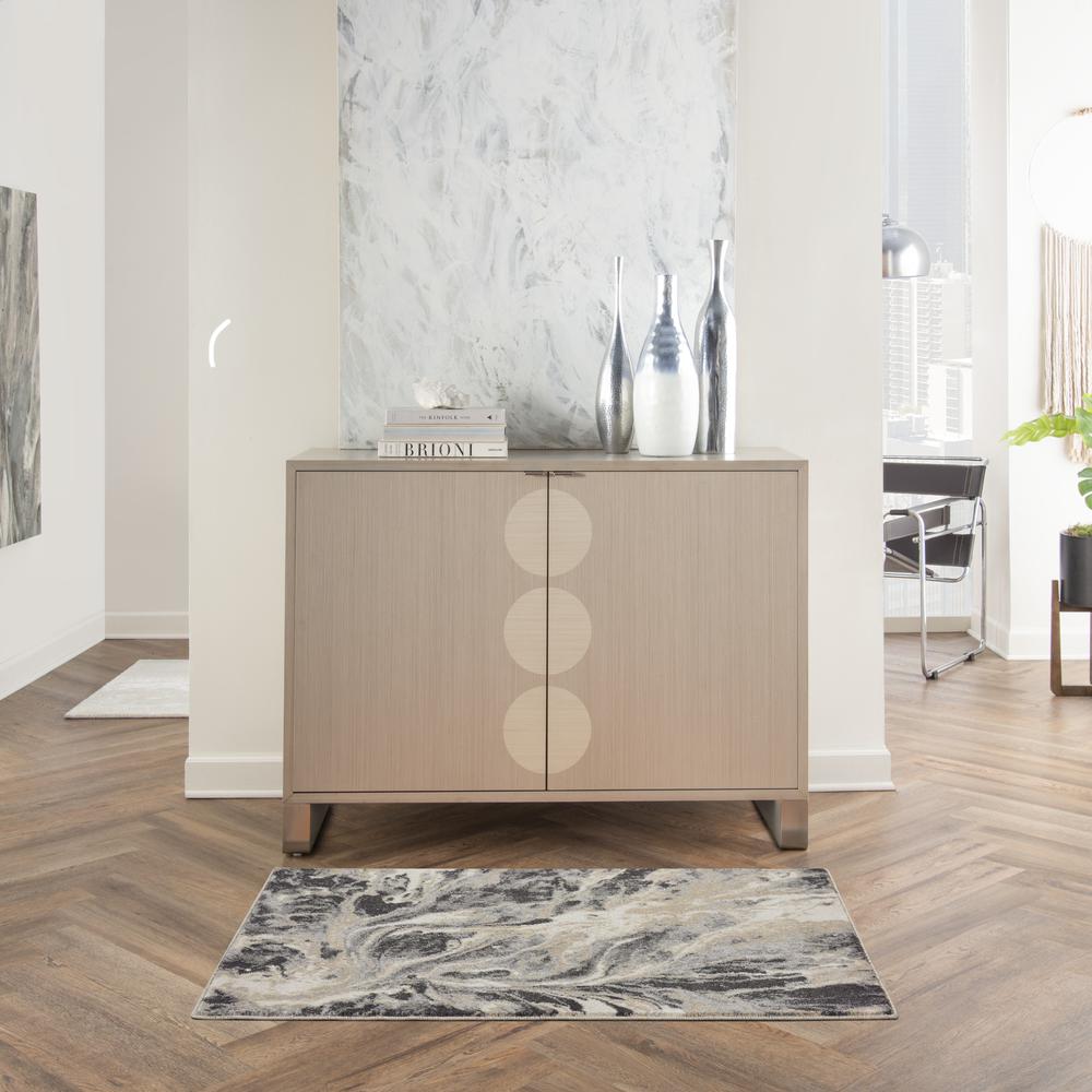 Nourison Home Elegance FAR01 Grey and White Contemporary Area Rug. Picture 2
