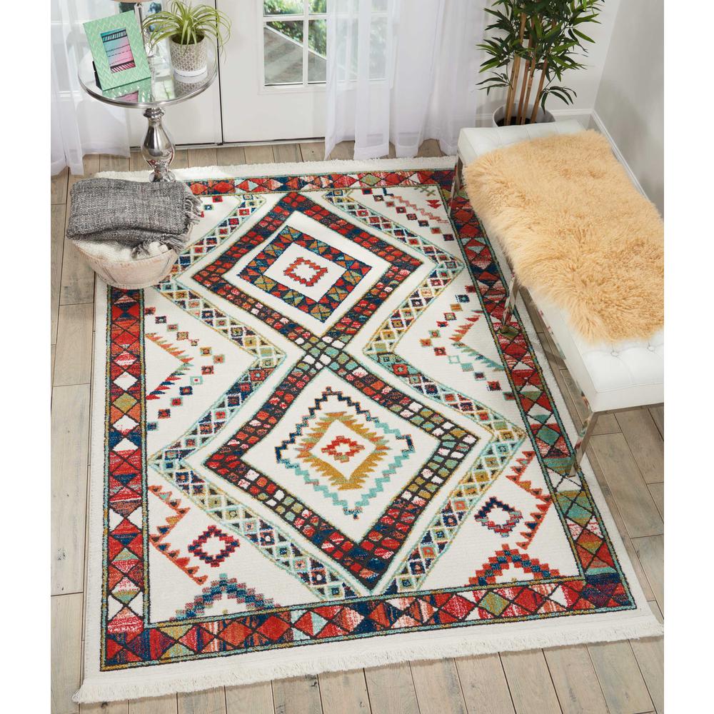 Tribal Decor Area Rug, White, 3'11" x 6'2". Picture 2